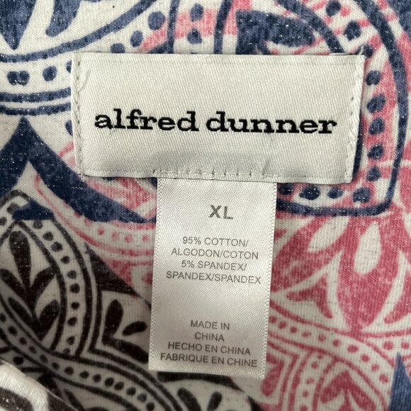 Alfred Dunner Women’s XL Top – Multicolor Tile Print Short Sleeve Shirt - Picture 2 of 5